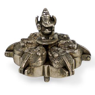 Indian Hindu Silver Brass Tika Box