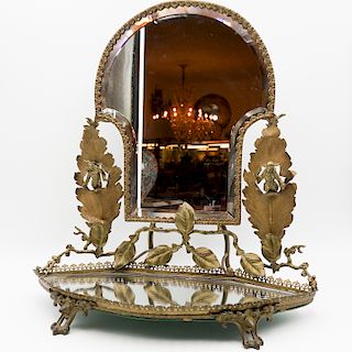 Victorian French Gilded Brass Vanity Mirror