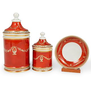 (3 Pc) Vista Allegre Porcelain Biscuit Jars