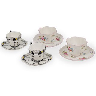 (4 Pc) Shelley Porcelain Teacup and Saucers