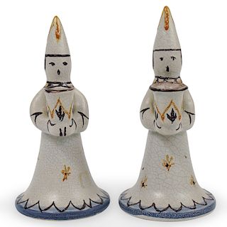 Pair Of Faience Porcelain Candlesticks