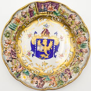 German Embellished Capodimonte Porcelain Plate