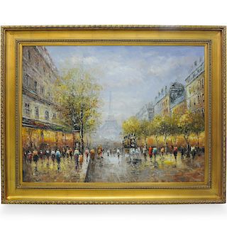 Large Signed Parisian Oil Painting