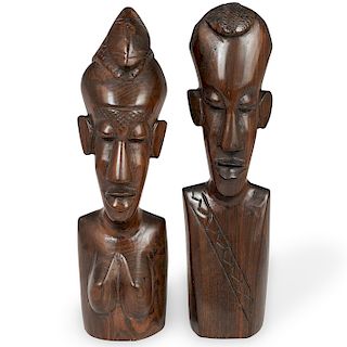 (2 Pc) Guinea Bissau African Wooden Sculptures