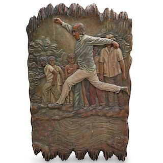 Figural Carved Wood Plaque