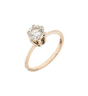 SOLITAIRE RING WITH DIAMOND. 14K YELLOW GOLD