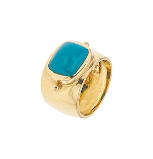 TURQUOISE RING. 18K YELLOW GOLD. TANYA MOSS