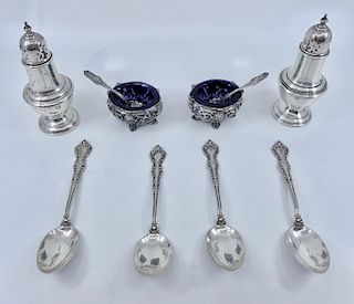 A Group of Eight Sterling Silver Table Accessories