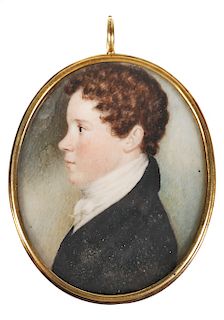 Antique Miniature Portrait of a Young Man
