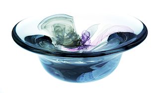 OWEN PACH, Swirled Art Glass Bowl