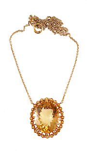 14K Yellow Gold CITRINE Necklace