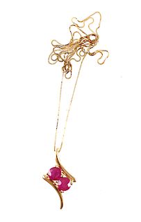 14K Yellow Gold & RUBY Pendant Necklace