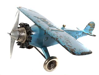 HUBLEY Cast Iron Blue LINDY Toy Airplane