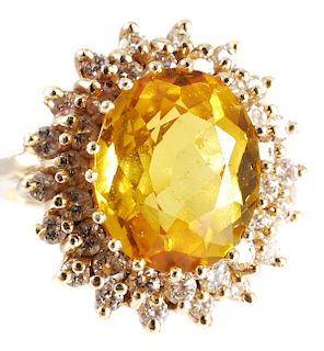 14K Yellow Gold CITRINE & DIAMOND Ring