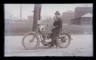 Antique Glass Negative, 1915 Harley Davidson