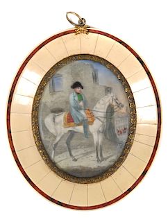 Napoleon on Horseback, French Miniature Portrait