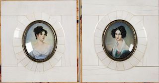 (2) French Miniature Portraits, 19th C