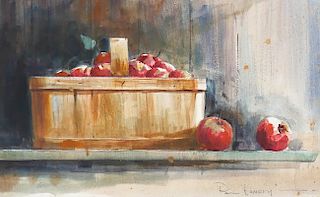 PAUL LANDRY, Still Life Apples, Watercolor