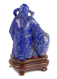 Old Chinese Carved Lapis Lazuli Statue of Old Man