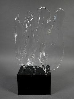 Free-Form Art Glass Sculpture, Signed
