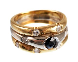 Men's 18/14K Gold SAPPHIRE & DIAMOND Ring