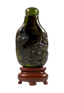 Antique Chinese Green TOURMALINE Snuff Bottle