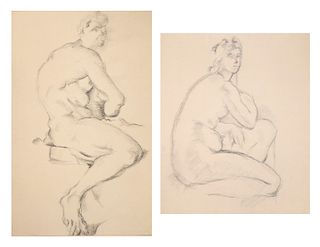 (2) Figural Nude Collograph Prints 