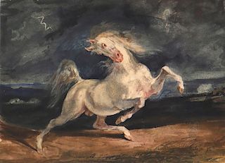 Eugene Delacroix, Horse Frightened by Lightning