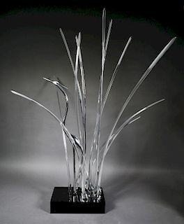GUYOL, Crystal & Metal Egret Sculpture