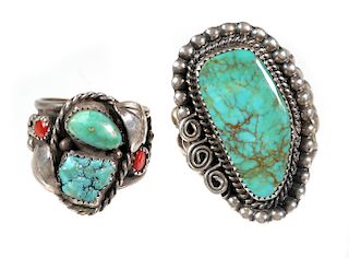 (2) Southwestern Sterling & Turquoise Rings