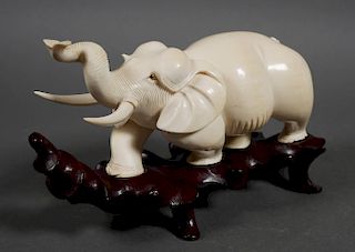 Large Carved Ivory Elephant Statue, 732 grams