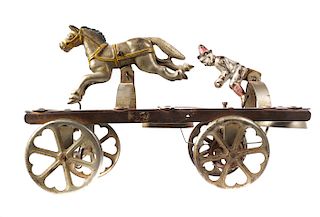 Watrous Cast Iron Clown & Horse Bell Pull Toy