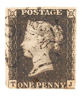 STAMP: 1840 Penny Black, 3 Margin +