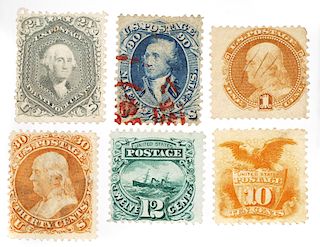 STAMPS: Six HIGH VALUE Early US