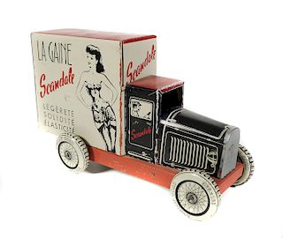 French Tin Litho La Gaine Scandale Delivery Truck
