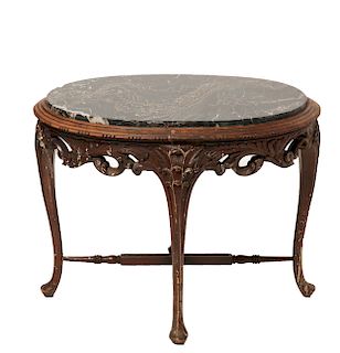 Art Nouveau Oval Marble Top Table