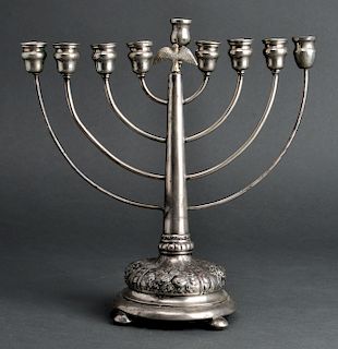 Judaica German Continental Silver Menorah Hanukiah