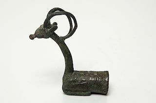 Ancient Luristan Ram Figural Finial Bronze