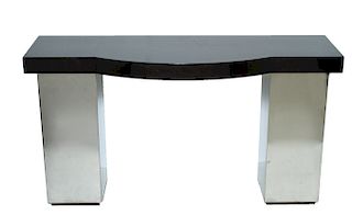 Mid-Century Modern Lacquer & Chrome Console