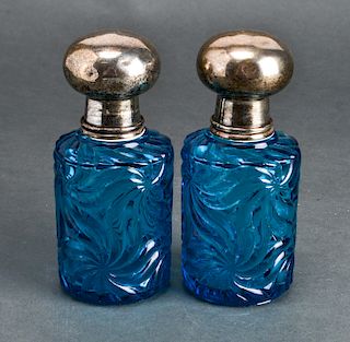 Baccarat Poss France Blue Glass Perfume Bottles Pr