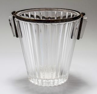 Art Deco Style Crystal & Silver-Plate Ice Bucket