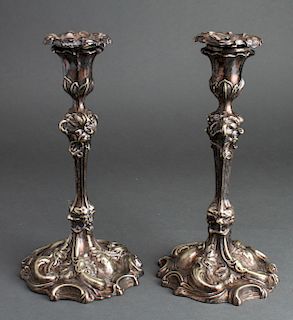 Art Nouveau Elkington Silver-Plate Candlesticks Pr