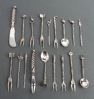 Argentine & Mexican Silver Hors D'oeuvres sets, 18