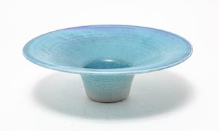 Illegibly Signed Art Studio Pottery Blue Bowl