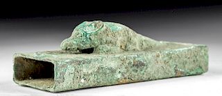 Egyptian Bronze Sarcophagus w/ Shrew Atop