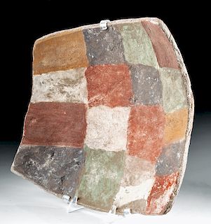 Vibrant Inca Chucu Polychrome Pottery Plaque Fragment