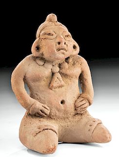 Costa Rican Pottery Seated Pregnant Figure