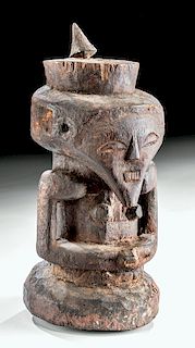 Early 20th C. African Suku Wood & Iron Figure