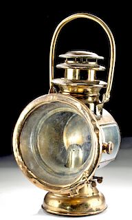 Late 19th C. USA Gray & Davis Brass Lantern Headlamp
