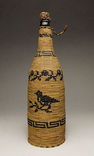 Makah Indian tribe woven bottle cover